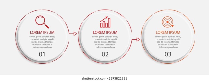 Business Infographic Design Template. minimal Timeline design with 3 steps, options and marketing icons. used as a system flow diagram, your business presentation