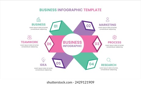 Business infographic design template with steps or processes. Can be used for workflow layout, diagram, annual report, web design