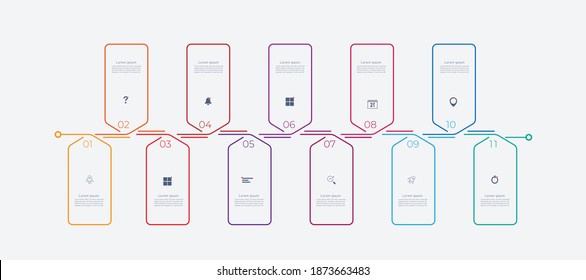 Business infographic design template Timeline business planning process with options, steps. Vector illustration. use for presentation and web design organization
