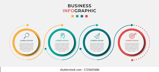 Business Infographic design template Vector with icons and 4 options or steps. Can be used for process diagram, presentations, workflow layout, banner, flow chart, info graph