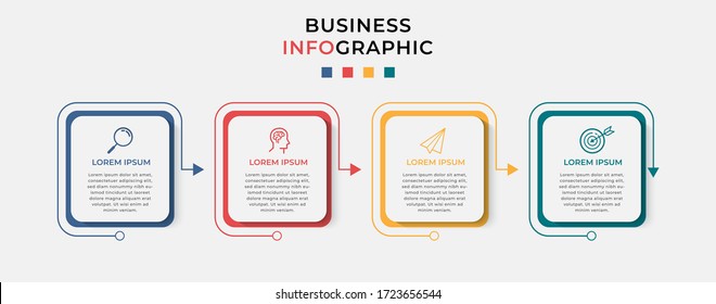 Business Infographic design template Vector with icons and 4 options or steps. Can be used for process diagram, presentations, workflow layout, banner, flow chart, info graph