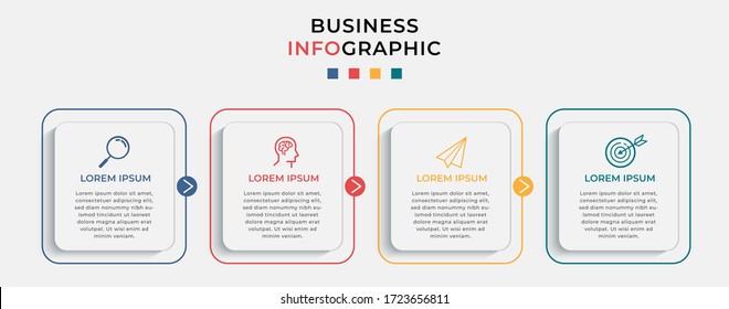 Business Infographic design template Vector with icons and 4 options or steps. Can be used for process diagram, presentations, workflow layout, banner, flow chart, info graph