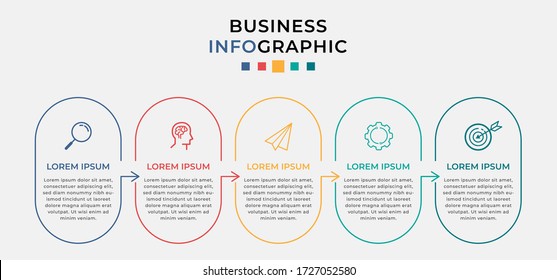 Business Infographic design template Vector with icons and 5 options or steps. Can be used for process diagram, presentations, workflow layout, banner, flow chart, info graph