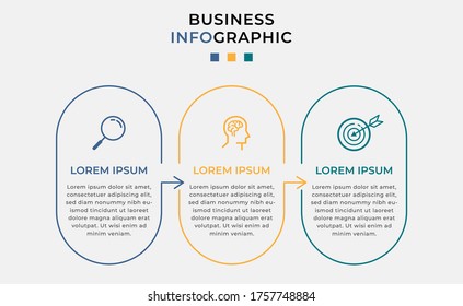 Plantilla de diseño de Infografía de negocio Vector con iconos y 3 opciones o pasos. Se puede utilizar para el diagrama de procesos, presentaciones, diseño de flujo de trabajo, banner, diagrama de flujo, gráfico de información