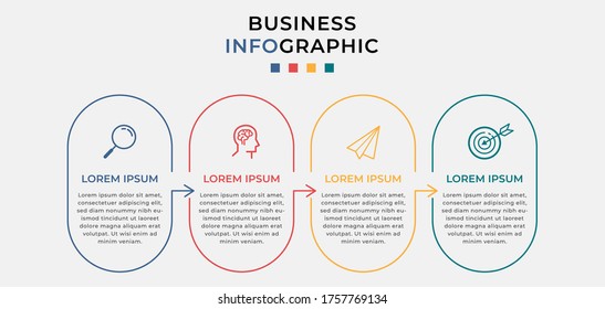 Business Infographic design template Vector with icons and 4 options or steps. Can be used for process diagram, presentations, workflow layout, banner, flow chart, info graph