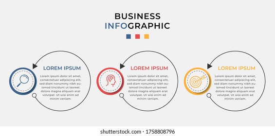 Business Infographic design template Vector with icons and 3 options or steps. Can be used for process diagram, presentations, workflow layout, banner, flow chart, info graph