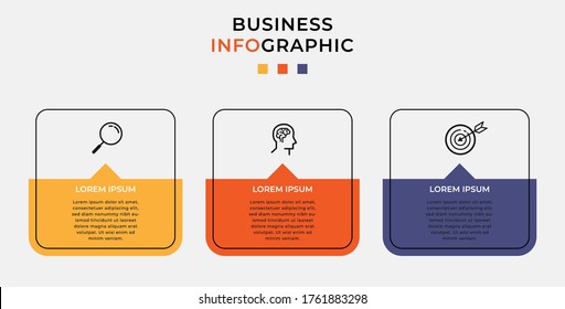 Business Infographic Design Template Vector With Icons And 3 Three Options Or Steps. Can Be Used For Process Diagram, Presentations, Workflow Layout, Banner, Flow Chart, Info Graph