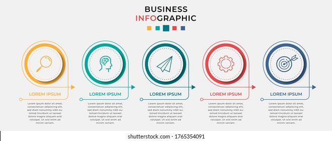Business Infographic design template Vector with icons and 5 five options or steps. Can be used for process diagram, presentations, workflow layout, banner, flow chart, info graph