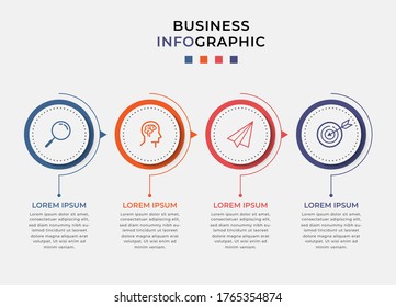 Plantilla de diseño de Infografía Empresarial Vector con iconos y 4 opciones o pasos. Se puede utilizar para el diagrama de procesos, presentaciones, diseño de flujo de trabajo, banner, diagrama de flujo, gráfico de información