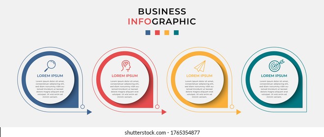 Business Infographic design template Vector with icons and 4 four options or steps. Can be used for process diagram, presentations, workflow layout, banner, flow chart, info graph