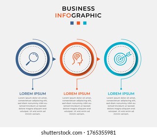 Business Infographic design template Vector with icons and 3 three options or steps. Can be used for process diagram, presentations, workflow layout, banner, flow chart, info graph