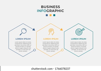 Business Infographic design template Vector with icons and 3 three options or steps. Can be used for process diagram, presentations, workflow layout, banner, flow chart, info graph