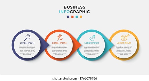 Business Infographic design template Vector with icons and 4 four options or steps. Can be used for process diagram, presentations, workflow layout, banner, flow chart, info graph