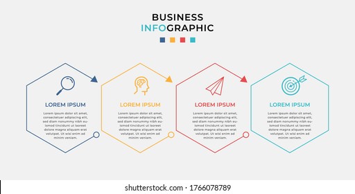 Business Infographic design template Vector with icons and 4 four options or steps. Can be used for process diagram, presentations, workflow layout, banner, flow chart, info graph
