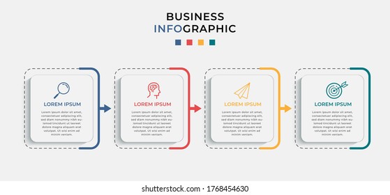 Business Infographic design template Vector with icons and 4 four options or steps. Can be used for process diagram, presentations, workflow layout, banner, flow chart, info graph