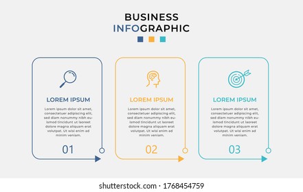 Plantilla de diseño de Infografía Empresarial Vector con iconos y 3 opciones o pasos. Se puede utilizar para el diagrama de procesos, presentaciones, diseño de flujo de trabajo, banner, diagrama de flujo, gráfico de información
