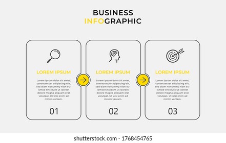 Plantilla de diseño de Infografía Empresarial Vector con iconos y 3 opciones o pasos. Se puede utilizar para el diagrama de procesos, presentaciones, diseño de flujo de trabajo, banner, diagrama de flujo, gráfico de información