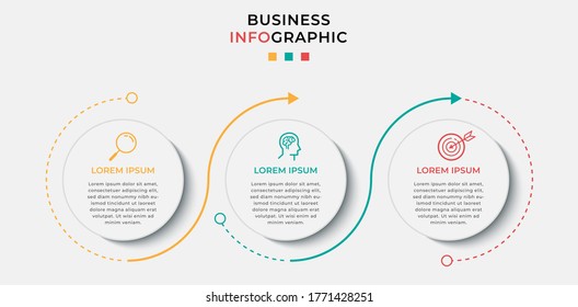 Business Infographic Design Template Vector With Icons And 3 Three Options Or Steps. Can Be Used For Process Diagram, Presentations, Workflow Layout, Banner, Flow Chart, Info Graph