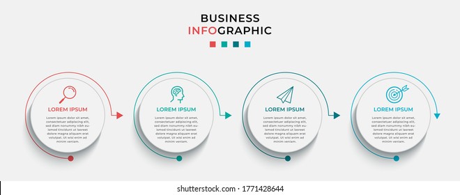 Business Infographic design template Vector with icons and 4 four options or steps. Can be used for process diagram, presentations, workflow layout, banner, flow chart, info graph