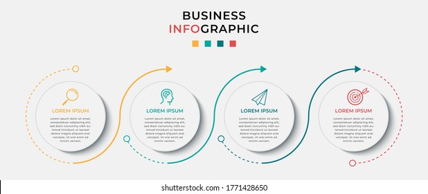 Business Infographic design template Vector with icons and 4 four options or steps. Can be used for process diagram, presentations, workflow layout, banner, flow chart, info graph