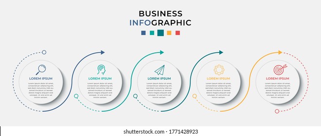 Business Infographic design template Vector with icons and 5 five options or steps. Can be used for process diagram, presentations, workflow layout, banner, flow chart, info graph