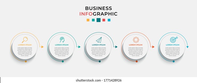 Business Infographic design template Vector with icons and 5 five options or steps. Can be used for process diagram, presentations, workflow layout, banner, flow chart, info graph