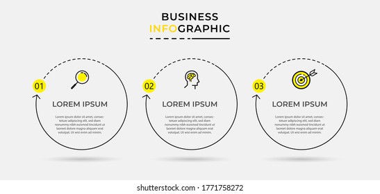 Business Infographic design template Vector with icons and 3 three options or steps. Can be used for process diagram, presentations, workflow layout, banner, flow chart, info graph