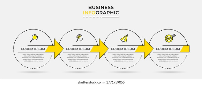 Business Infographic design template Vector with icons and 4 four options or steps. Can be used for process diagram, presentations, workflow layout, banner, flow chart, info graph