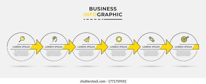 Plantilla de diseño de Infografía Empresarial Vector con iconos y 6 opciones o pasos. Se puede utilizar para el diagrama de procesos, presentaciones, diseño de flujo de trabajo, banner, diagrama de flujo, gráfico de información