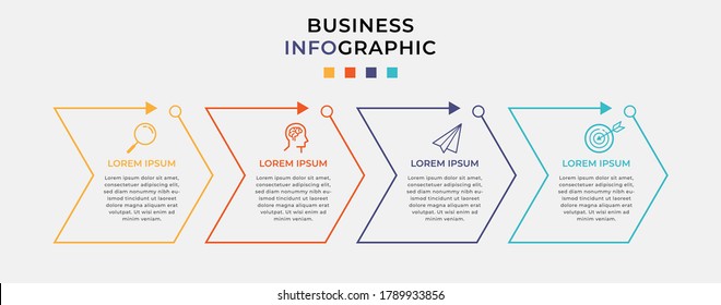 Business Infographic design template Vector with icons and 4 four options or steps. Can be used for process diagram, presentations, workflow layout, banner, flow chart, info graph
