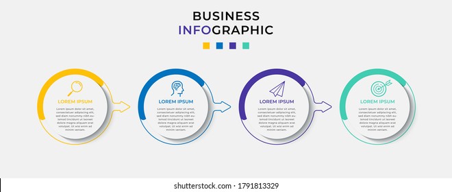 Business Infographic design template Vector with icons and 4 four options or steps. Can be used for process diagram, presentations, workflow layout, banner, flow chart, info graph
