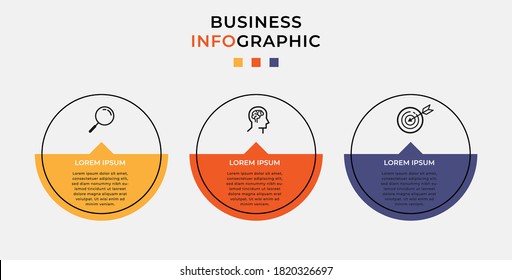 Plantilla de diseño de Infografía Empresarial Vector con iconos y 3 opciones o pasos. Se puede utilizar para el diagrama de procesos, presentaciones, diseño de flujo de trabajo, banner, diagrama de flujo, gráfico de información