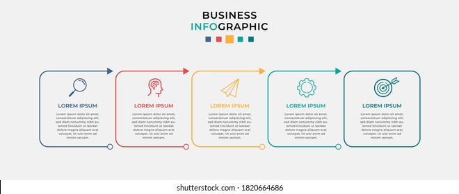 Business Infographic design template Vector with icons and 5 five options or steps. Can be used for process diagram, presentations, workflow layout, banner, flow chart, info graph