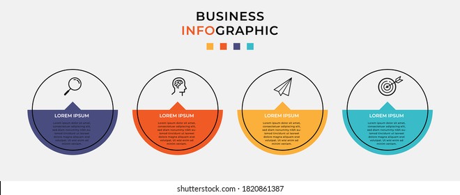 Business Infographic design template Vector with icons and 4 four options or steps. Can be used for process diagram, presentations, workflow layout, banner, flow chart, info graph