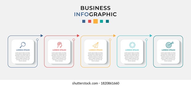 Business Infographic design template Vector with icons and 5 five options or steps. Can be used for process diagram, presentations, workflow layout, banner, flow chart, info graph