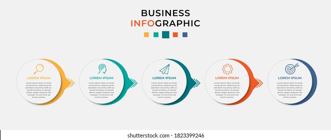 Business Infographic design template Vector with icons and 5 five options or steps. Can be used for process diagram, presentations, workflow layout, banner, flow chart, info graph