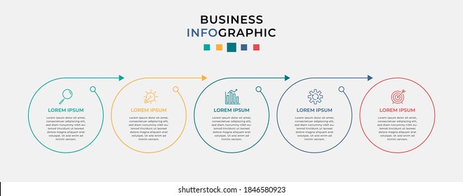 Business Infographic design template Vector with icons and 5 five options or steps. Can be used for process diagram, presentations, workflow layout, banner, flow chart, info graph