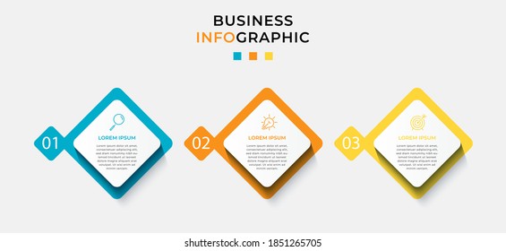 Business Infographic design template Vector with icons and 3 three options or steps. Can be used for process diagram, presentations, workflow layout, banner, flow chart, info graph