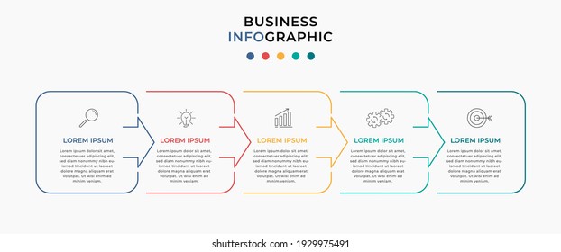 Business Infographic design template Vector with icons and 5 five options or steps. Can be used for process diagram, presentations, workflow layout, banner, flow chart, info graph