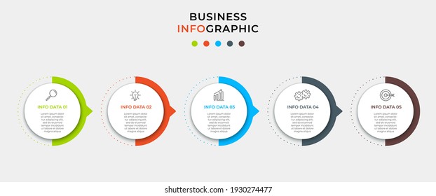 Business Infographic design template Vector with icons and 5 five options or steps. Can be used for process diagram, presentations, workflow layout, banner, flow chart, info graph