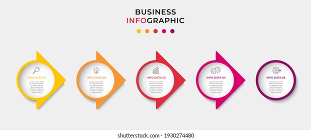 Business Infographic design template Vector with icons and 5 five options or steps. Can be used for process diagram, presentations, workflow layout, banner, flow chart, info graph