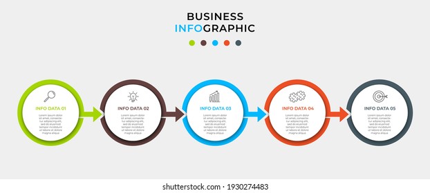 Business Infographic design template Vector with icons and 5 five options or steps. Can be used for process diagram, presentations, workflow layout, banner, flow chart, info graph