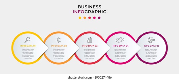 Business Infographic design template Vector with icons and 5 five options or steps. Can be used for process diagram, presentations, workflow layout, banner, flow chart, info graph