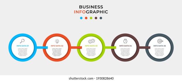 Business Infographic design template Vector with icons and 5 options or steps. Can be used for process diagram, presentations, workflow layout, banner, flow chart, info graph