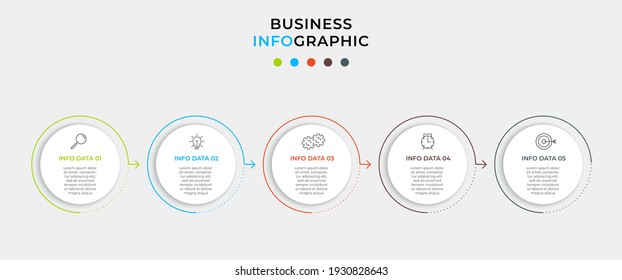 Business Infographic design template Vector with icons and 5 options or steps. Can be used for process diagram, presentations, workflow layout, banner, flow chart, info graph