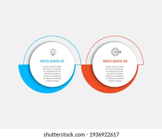 Business Infographic design template Vector with icons and 2 options or steps. Can be used for process diagram, presentations, workflow layout, banner, flow chart, info graph