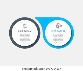 Business Infographic design template Vector with icons and 2 options or steps. Can be used for process diagram, presentations, workflow layout, banner, flow chart, info graph