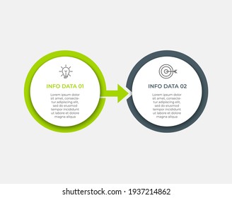 Business Infographic design template Vector with icons and 2 options or steps. Can be used for process diagram, presentations, workflow layout, banner, flow chart, info graph