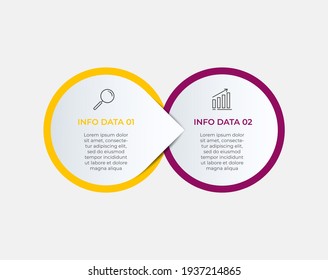 Business Infografische Design-Vorlage Vektorgrafik mit Symbolen und 2 Optionen oder Schritte. Kann für Prozessdiagramm, Präsentationen, Workflow-Layout, Banner, Flussdiagramm, Info-Graphen verwendet werden