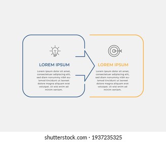 Plantilla de diseño de Infografía de negocio Vector con iconos y 2 opciones o pasos. Se puede utilizar para el diagrama de procesos, presentaciones, diseño de flujo de trabajo, banner, diagrama de flujo, gráfico de información
